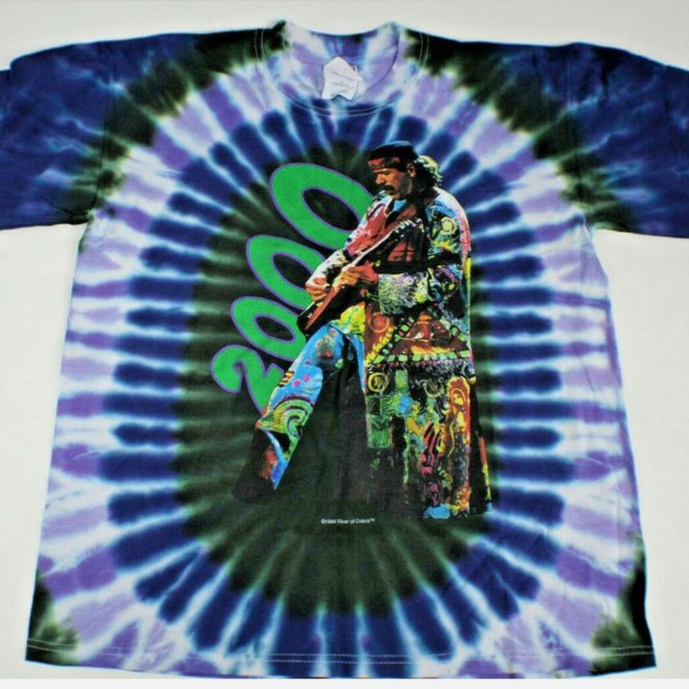 Santana 1999-2000 River Of Colors Rock Band Vintage Tie Dye Large T-Shirt